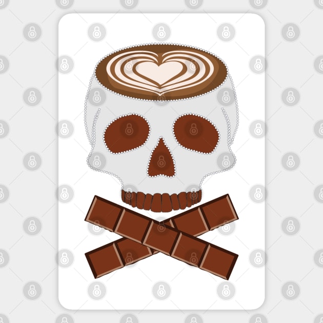 Coffee Skull with Latte Art and Chocolate Magnet by Nuletto